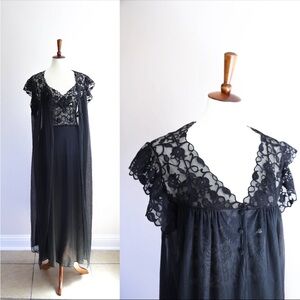 Elegant Black Lace Nightgown